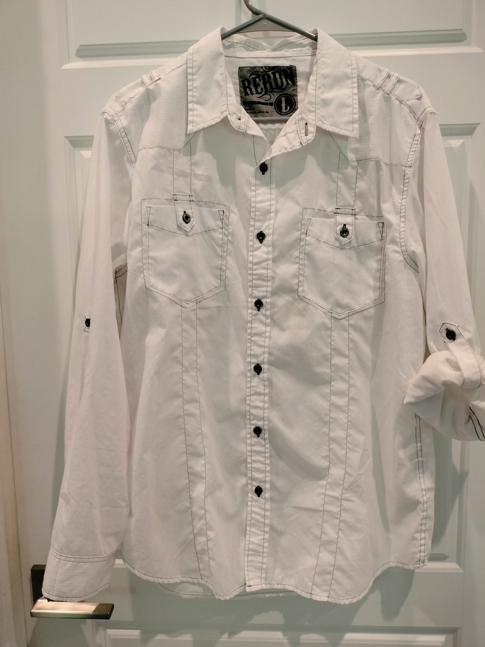 Men's White Long-Sleeve Button-Down Shirt